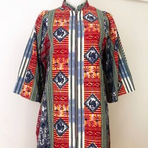 Vintage Boho Bohemian Animals Maxi Kaftan Dress